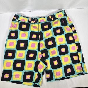 Loudmouth Golf Mens 34 Couch Potato Black Yellow Pink Shorts Circle Square Rare